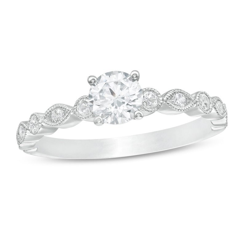 Main Image 1 of 5/8 CT. T.W. Diamond Alternating Marquise and Circles Vintage-Style Engagement Ring in 14K White Gold