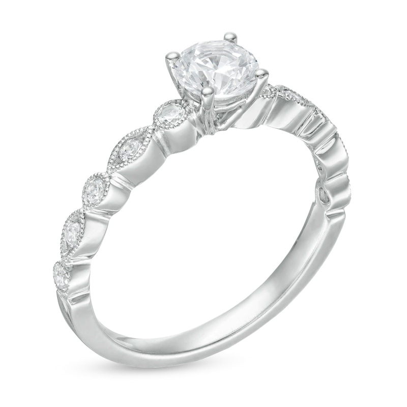 5/8 CT. T.W. Diamond Alternating Marquise and Circles Vintage-Style Engagement Ring in 14K White Gold