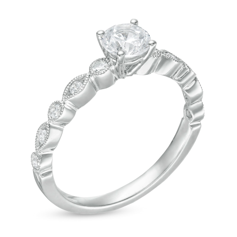 Main Image 3 of 5/8 CT. T.W. Diamond Alternating Marquise and Circles Vintage-Style Engagement Ring in 14K White Gold
