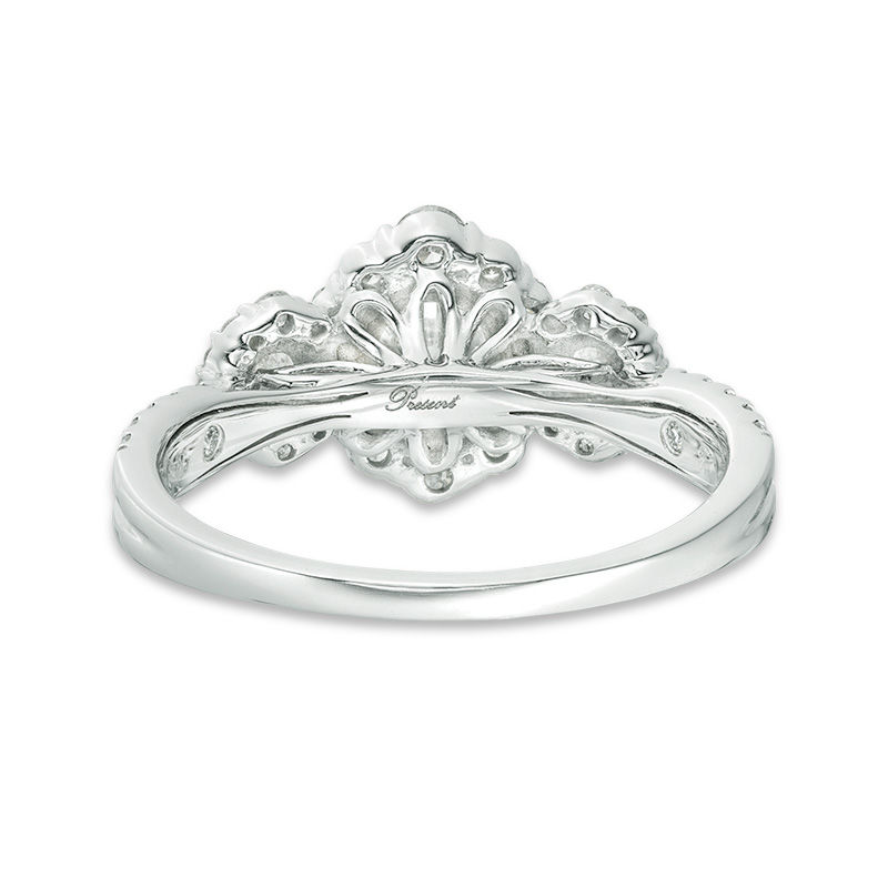 1-1/3 CT. T.W. Diamond Past Present Future® Hexagonal Frame Engagement Ring in 14K White Gold