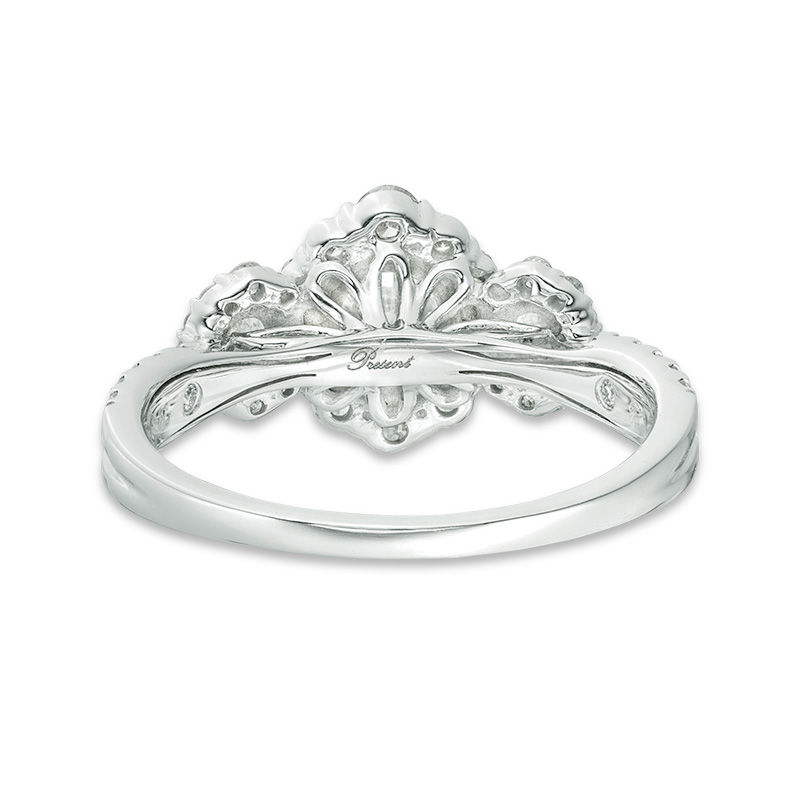 Main Image 4 of 1-1/3 CT. T.W. Diamond Past Present Future® Hexagonal Frame Engagement Ring in 14K White Gold