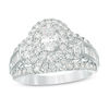 Thumbnail Image 1 of 2 CT. T.W. Oval Diamond Double Frame Collared Engagement Ring in 14K White Gold