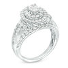 Thumbnail Image 3 of 2 CT. T.W. Oval Diamond Double Frame Collared Engagement Ring in 14K White Gold