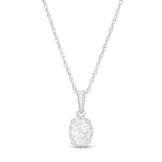 5/8 CT. T.w. Certified Canadian Oval Diamond Frame Pendant in 14K White Gold (I/Si2)