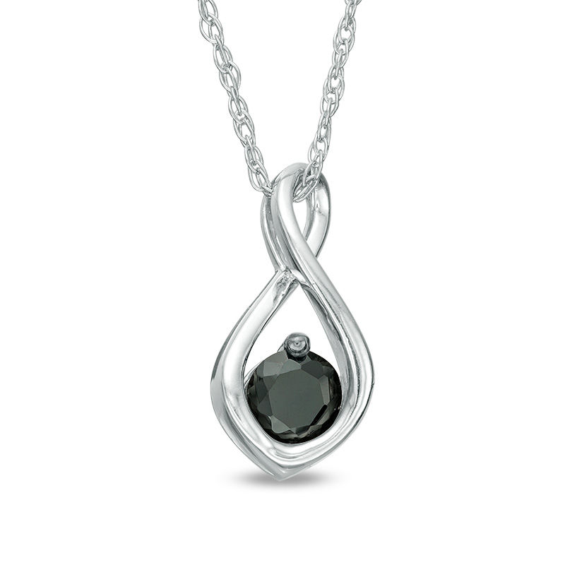 Main Image 1 of 3/8 CT. Black Diamond Solitaire Infinity Pendant in 10K White Gold