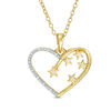 Thumbnail Image 1 of Diamond Accent Heart Outline and Scattered Star Pendant in Sterling Silver with 14K Gold Plate