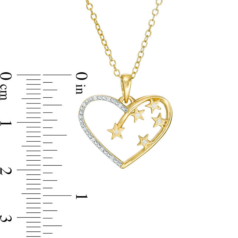 Main Image 2 of Diamond Accent Heart Outline and Scattered Star Pendant in Sterling Silver with 14K Gold Plate