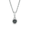 Thumbnail Image 1 of 1/10 CT. Black Diamond Solitaire Beaded Frame Pendant in 10K White Gold