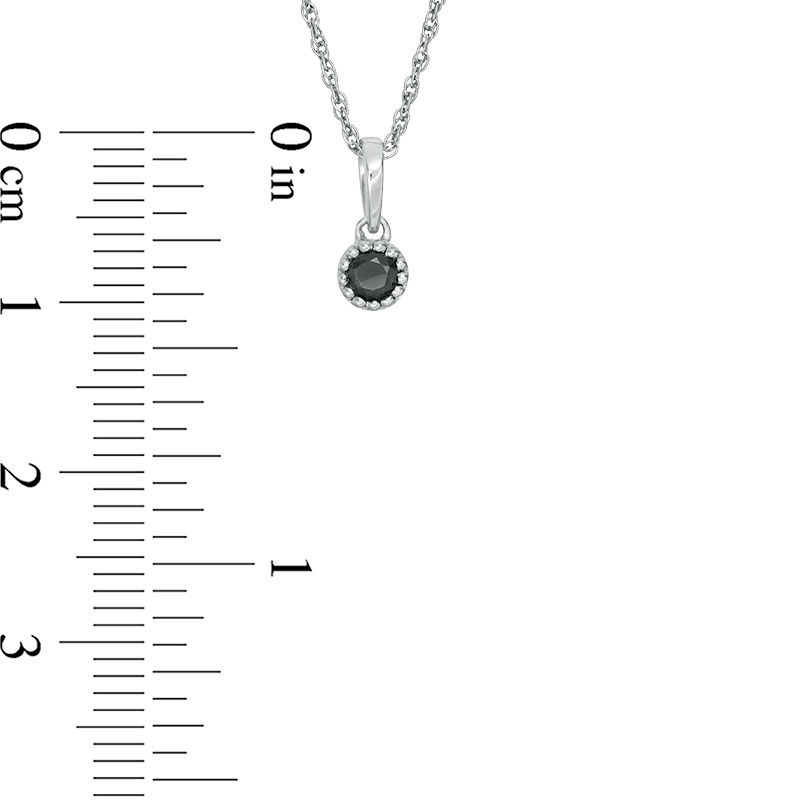 Main Image 2 of 1/10 CT. Black Diamond Solitaire Beaded Frame Pendant in 10K White Gold