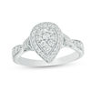 Thumbnail Image 1 of 1/2 CT. T.W. Multi-Diamond Double Pear-Shaped Frame Vintage-Style Engagement Ring in 10K White Gold