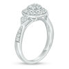 1/2 CT. T.W. Multi-Diamond Frame Tri-Sides Vintage-Style Engagement Ring in 10K White Gold