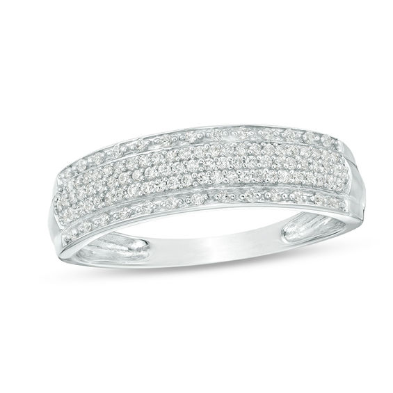 1/4 CT. T.w. Diamond Multi-Row Band in 10K White Gold