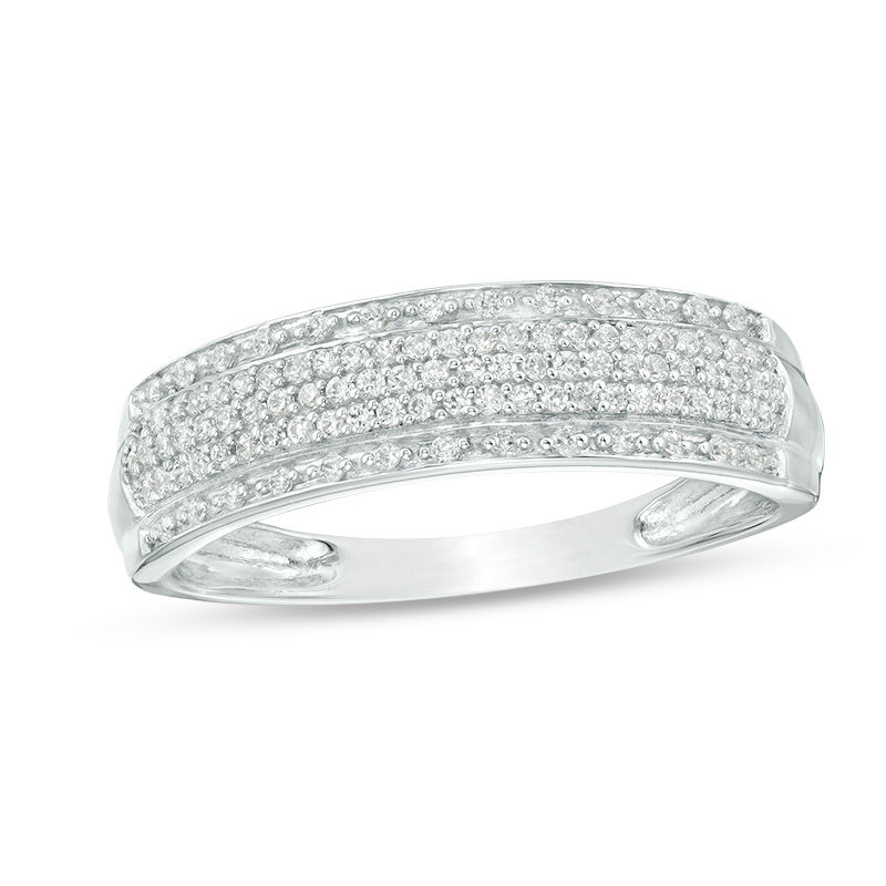 Main Image 1 of 1/4 CT. T.W. Diamond Multi-Row Band in 10K White Gold