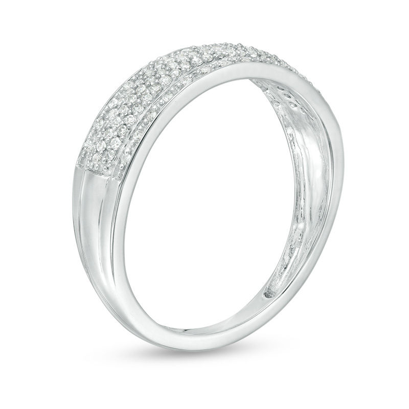 Main Image 3 of 1/4 CT. T.W. Diamond Multi-Row Band in 10K White Gold