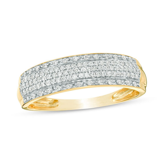 1/4 CT. T.w. Diamond Multi-Row Band in 10K Gold