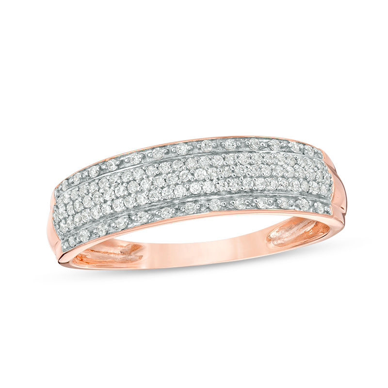 Main Image 1 of 1/4 CT. T.W. Diamond Multi-Row Band in 10K Rose Gold
