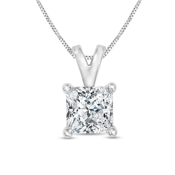 1/4 CT. Certified Princess-Cut Diamond Solitaire Pendant in 14K Gold (I/Si2
