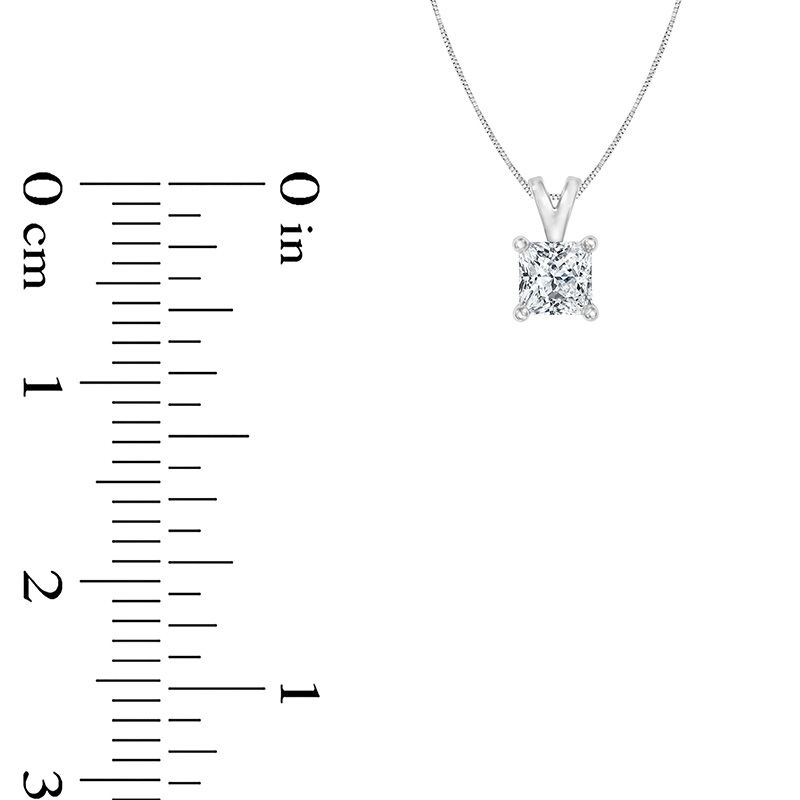 Main Image 2 of 1/3 CT. Certified Princess-Cut Diamond Solitaire Pendant in 14K White Gold (I/SI2)