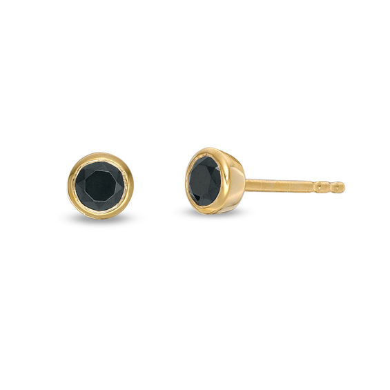 1/8 CT. T.w. Black Diamond Solitaire Bezel-Set Stud Earrings in 10K Gold