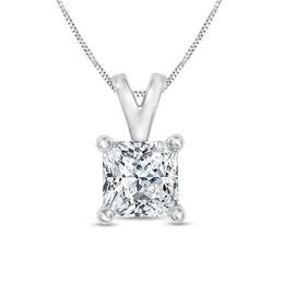 1/2 CT. Certified Princess-Cut Diamond Solitaire Pendant in 14K White Gold (I/SI2)