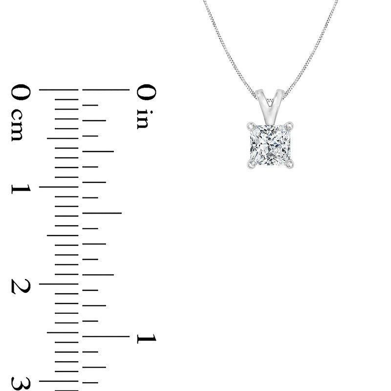 Main Image 2 of 1/2 CT. Certified Princess-Cut Diamond Solitaire Pendant in 14K White Gold (I/SI2)