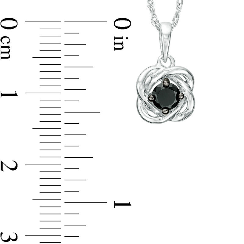 Main Image 2 of 1/5 CT. Black Diamond Solitaire Love Knot Pendant in 10K White Gold