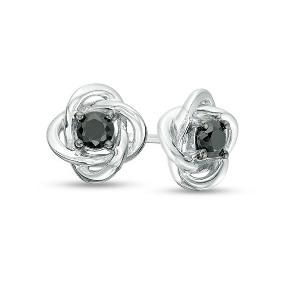 1/3 CT. T.W. Enhanced Black Diamond Solitaire Love Knot Stud Earrings