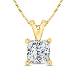 1/4 CT. Certified Princess-Cut Diamond Solitaire Pendant in 14K Gold (I/SI2)