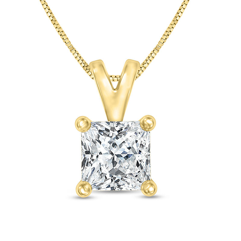 1/4 CT. Certified Princess-Cut Diamond Solitaire Pendant in 14K Gold (I/SI2)