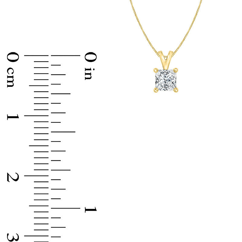 Main Image 2 of 1/4 CT. Certified Princess-Cut Diamond Solitaire Pendant in 14K Gold (I/SI2)
