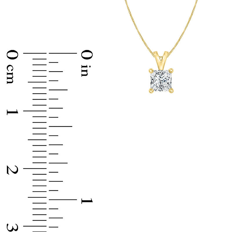 Main Image 2 of 1/3 CT. Certified Princess-Cut Diamond Solitaire Pendant in 14K Gold (I/SI2)