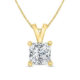 1/2 CT. Certified Princess-Cut Diamond Solitaire Pendant in 14K Gold (I/SI2)