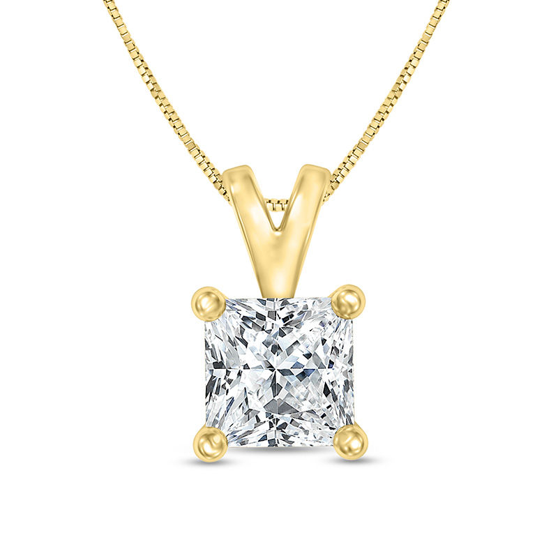 1/2 CT. Certified Princess-Cut Diamond Solitaire Pendant in 14K Gold (I/SI2)