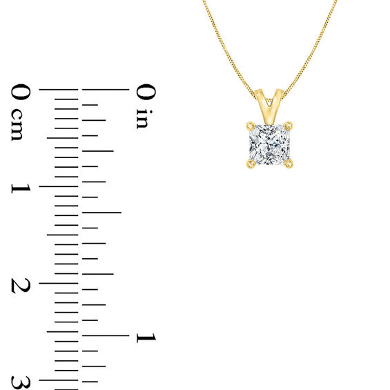 1/ CT. Certified Princess-Cut Diamond Solitaire Pendant in 14K Gold (I/Si2