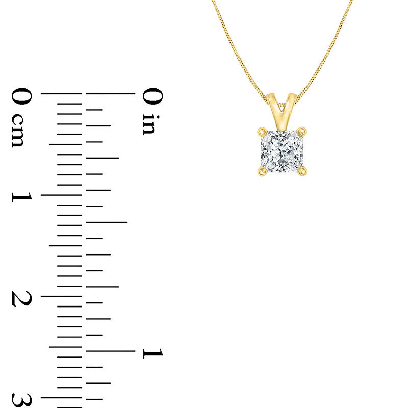 1/2 CT. Certified Princess-Cut Diamond Solitaire Pendant in 14K Gold (I/SI2)