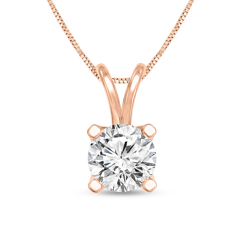 1/4 CT. Certified Diamond Solitaire Pendant in 14K Rose Gold (I/SI2)