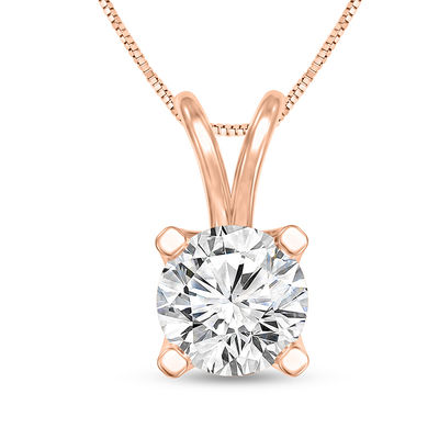 1 2 CT. Certified Diamond Solitaire Pendant in 14K Rose Gold I SI2 Zales