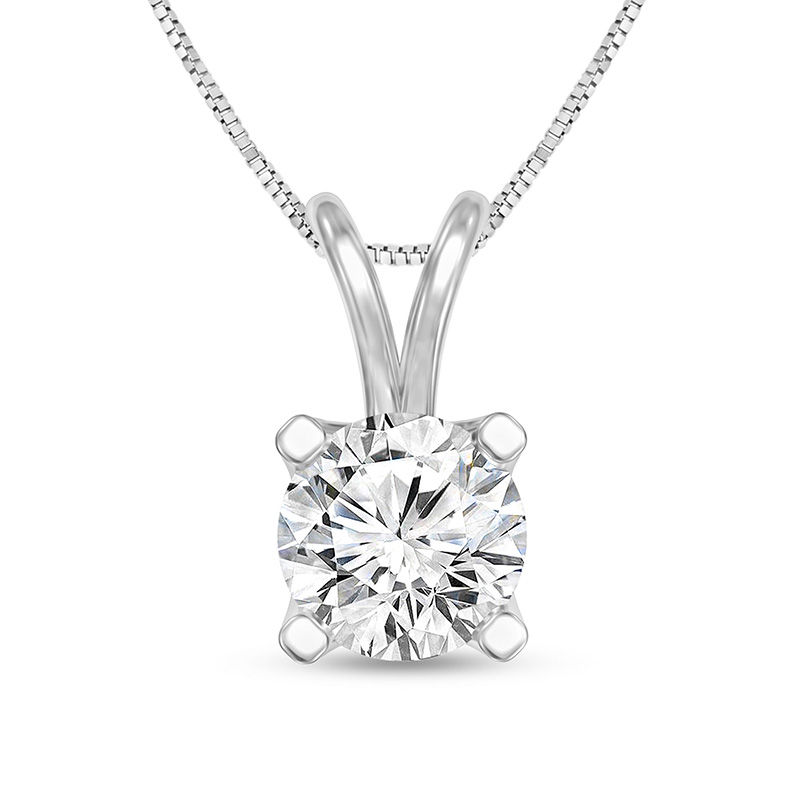 1/3 CT. Certified Diamond Solitaire Pendant in 14K White Gold (I/VS2)