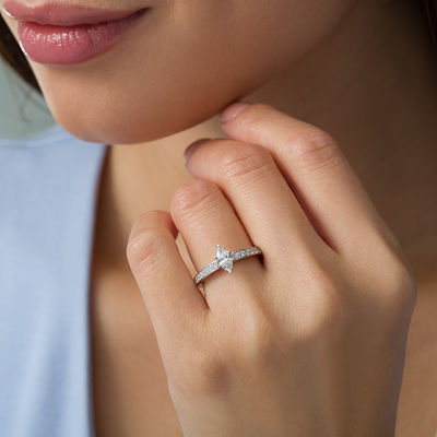 marquise engagement ring on hand
