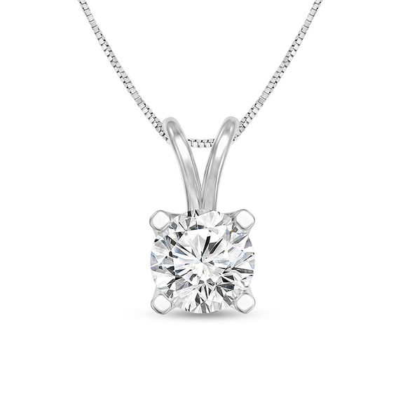 1/4 CT. Certified Diamond Solitaire Pendant in 14K White Gold (I/SI2 ...