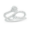 1/5 CT. T.W. Diamond Sun and Ball Wrap Ring in Sterling Silver