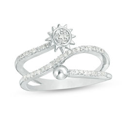 1/5 CT. T.W. Diamond Sun and Ball Wrap Ring in Sterling Silver