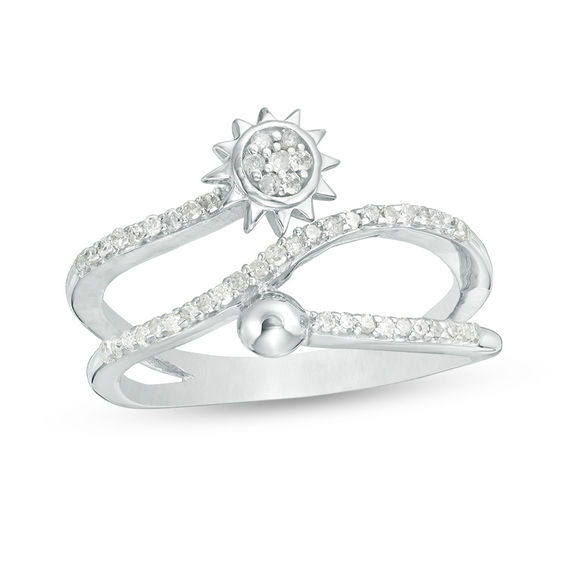 1/5 CT. T.w. Diamond Sun and Ball Wrap Ring in Sterling Silver