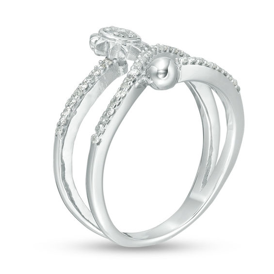 1/5 CT. T.w. Diamond Sun and Ball Wrap Ring in Sterling Silver