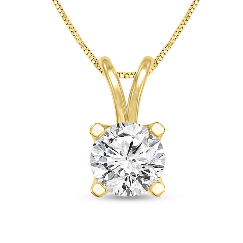 14K Gold Diamond Solitaire Necklace