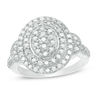 1 CT. T.W. Composite Diamond Double Oval Frame Collar Ring in Sterling Silver