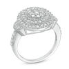 1 CT. T.W. Composite Diamond Double Oval Frame Collar Ring in Sterling Silver