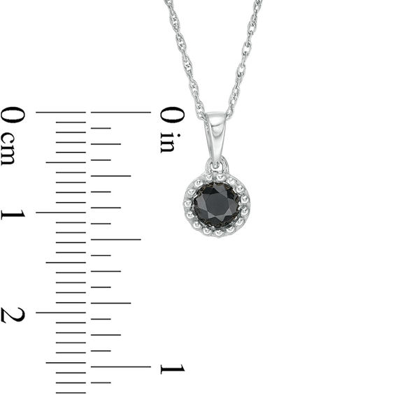 3/8 CT. Black Diamond Solitaire Beaded Frame Pendant in 10K White Gold