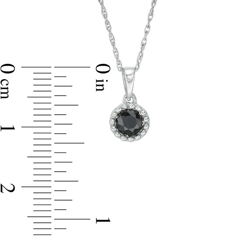 Main Image 3 of 3/8 CT. Black Diamond Solitaire Beaded Frame Pendant in 10K White Gold