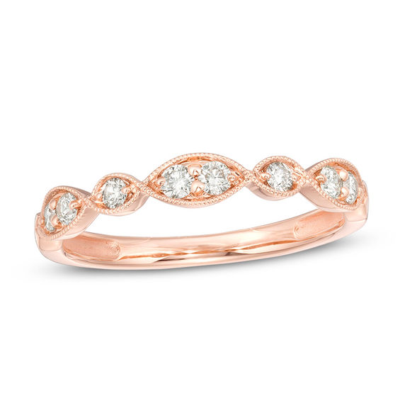 1/4 CT. T.W. Certified Diamond Vintage-Style Alternating Duos Band in 14K Rose Gold (I/I1) 1/4 CT. T.W. Certified Diamond Vintage-Style Alternating Duos Band in 14K Rose Gold (I/I1)